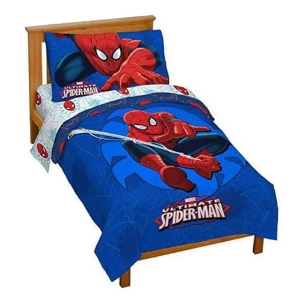 Marvel Spider-Man Classic Toddler Bed Set Kids Superhero Bedding 4 Piece Set